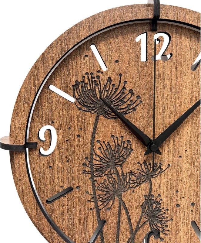 Drevené nástenné hodiny | Moderný dizajn a prírodný štý | SENTOP HDF0589-ORECH-WENGE