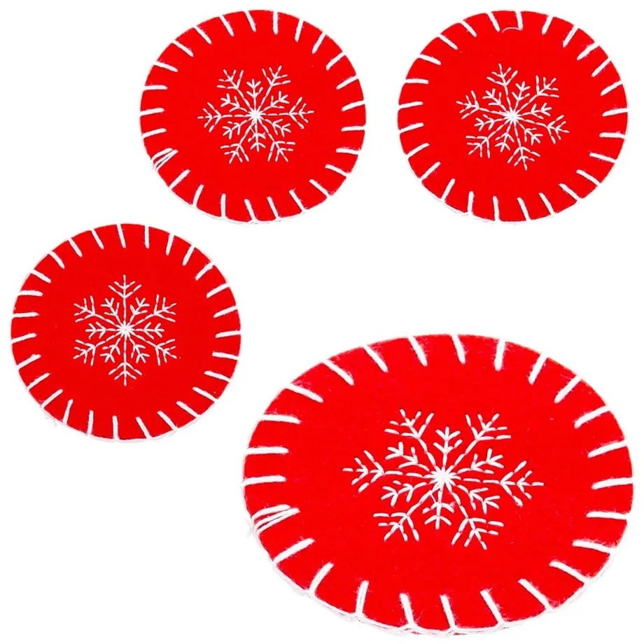 Červené podnosy s vianočným motívom v súprave 4 ks – Casa Selección