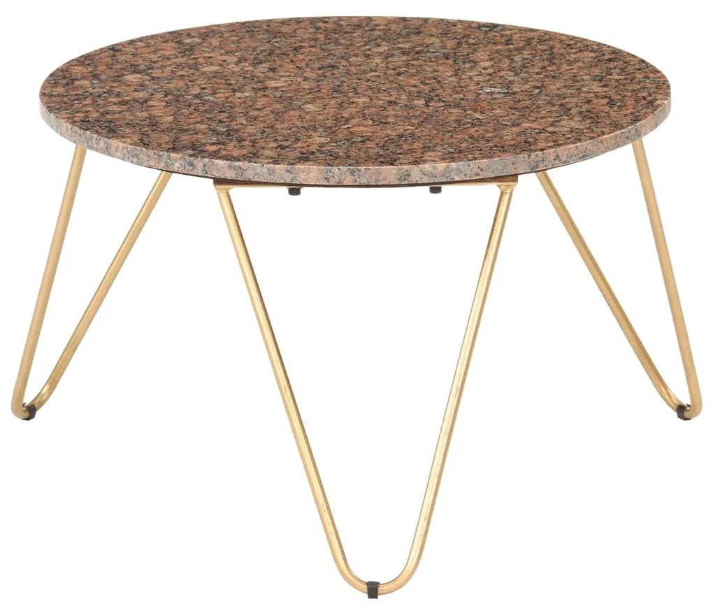 Konferenčný stolík hnedý 65x65x42 cm pravý kameň s mramorovou textúrou