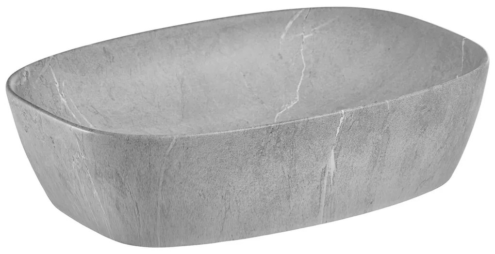 Súprava keramického umývadla na dosku a výpuste Anna 50 cm sivý kameň