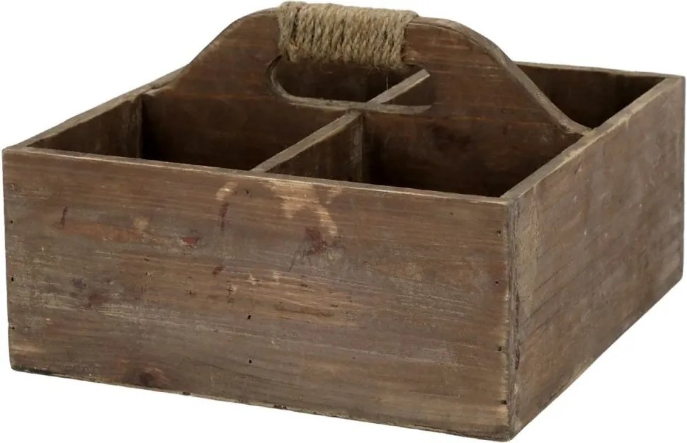 Box s rukoväťou a 4 priehradkami z borovicového dreva Nature – 24*24*16 cm