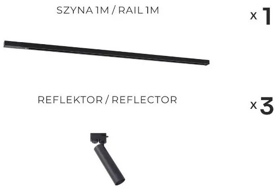 Zuma Line 3558 - Bodové svietidlo do lištového systému LULU 3xGU10/35W/230V čierne