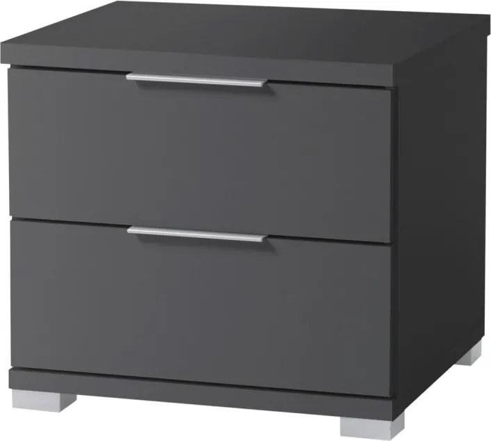 Nočný stolík s 2 zásuvkami Smilla, výška 43 cm, grafitový