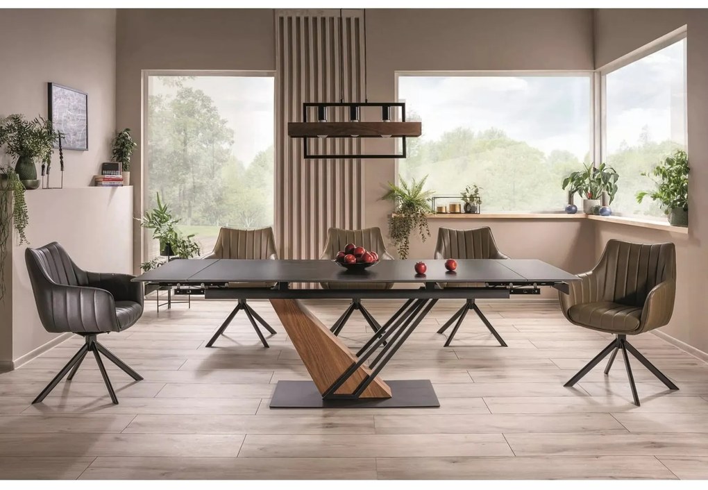 Rozkladací jedálenský stôl Genesis 160/220 cm biely mramor/dub prírodný