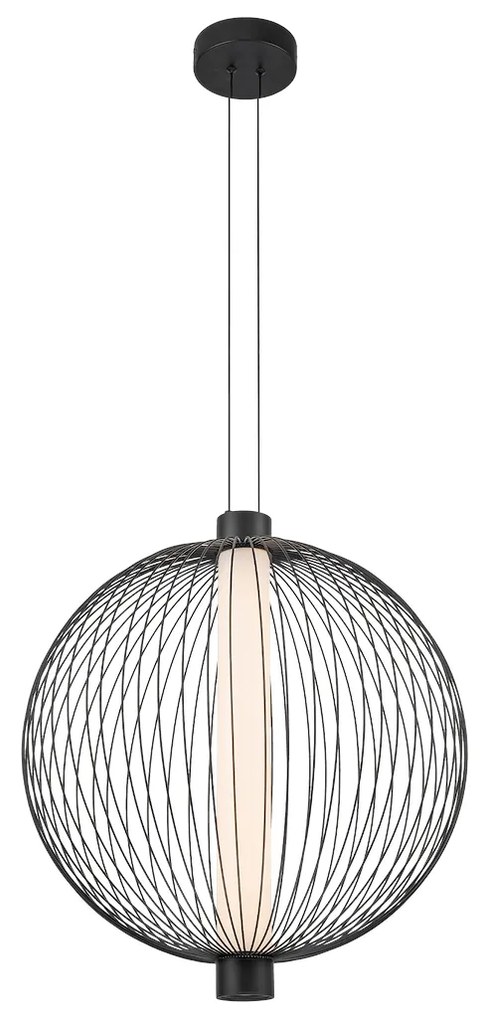 Závesné svietidlo Kyoto, 1x čierne drôtené tienidlo, (fi 54cm), b