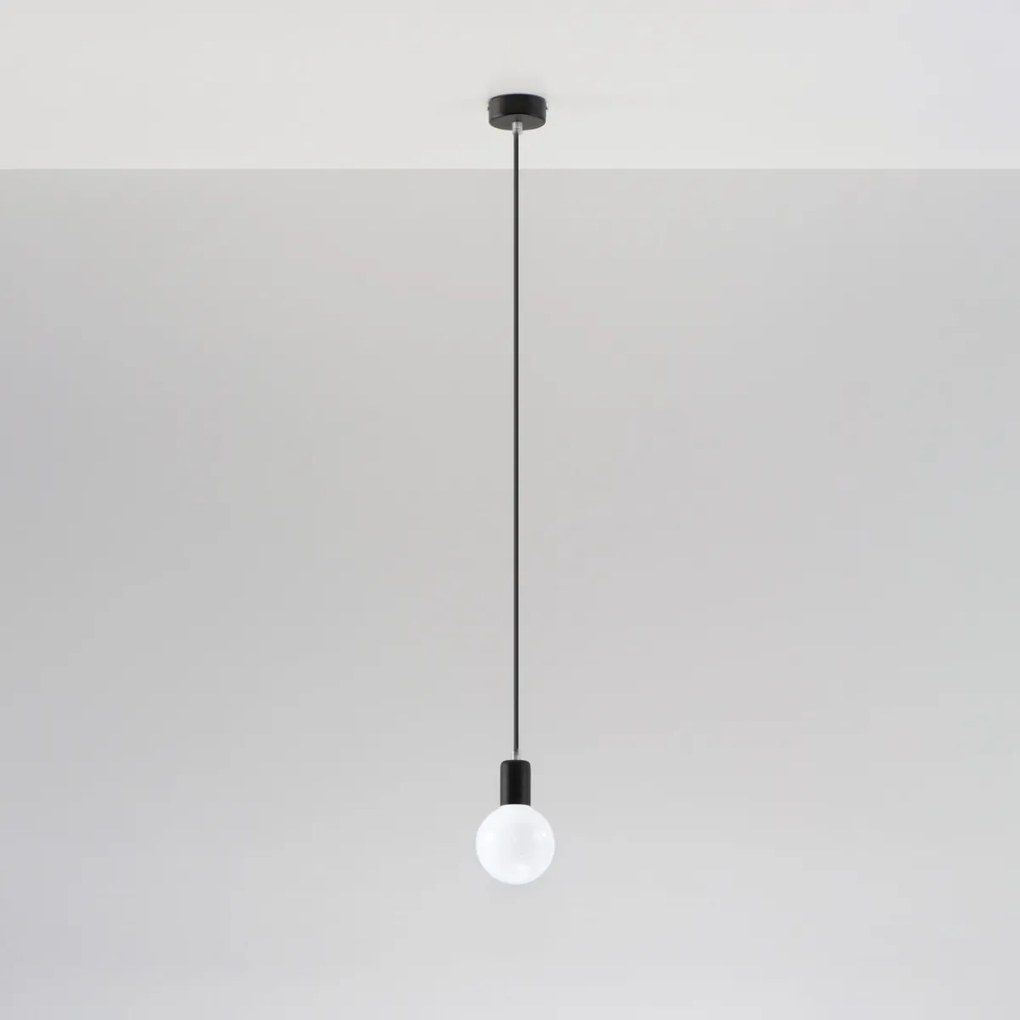 Závesné svietidlo Edison, čierne telo svietidla, výber z 10 farieb kábla