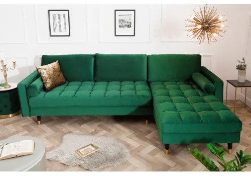 Rohová sedacia súprava 40274 Cozy - Zamat Smaragdovozelená  - Komfort-nábytok