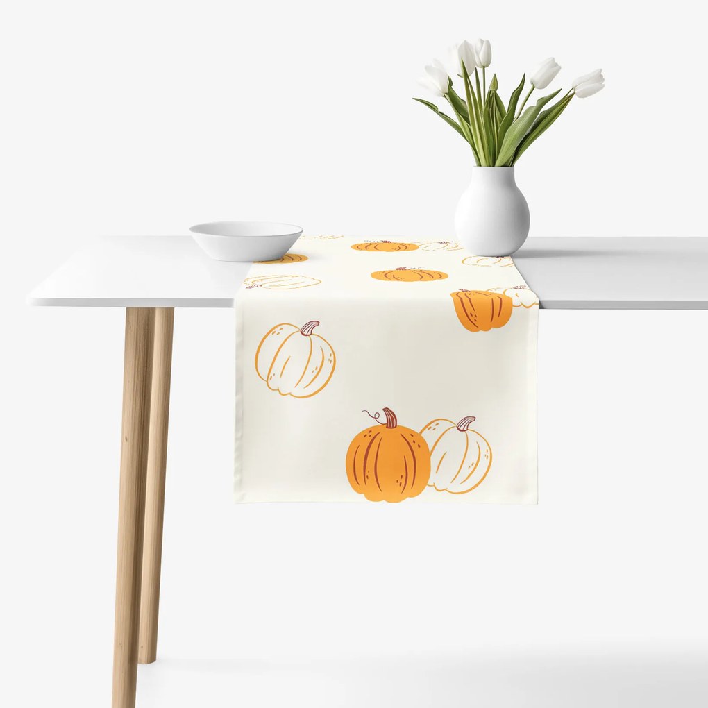Goldea behúň na stôl 100% bavlnené plátno - jesenné tekvice 50x160 cm