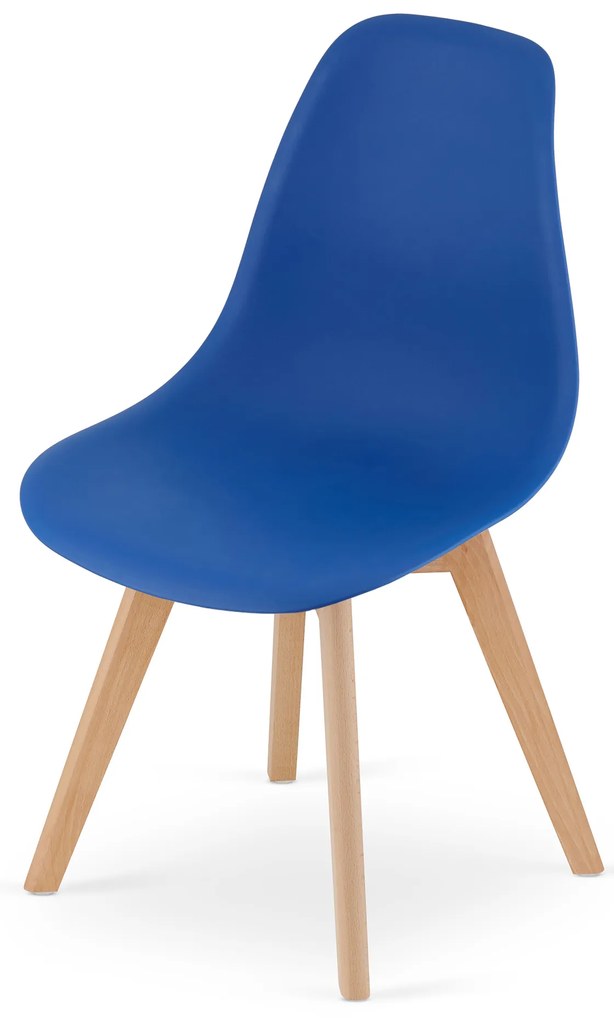 Modrá stolička KITO s bukovými nohami