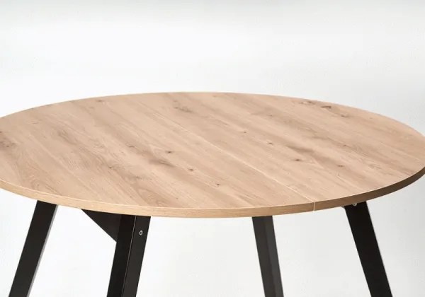 Okrúhly rozkladací jedálenský stôl Ruben - dub artisan / čierna