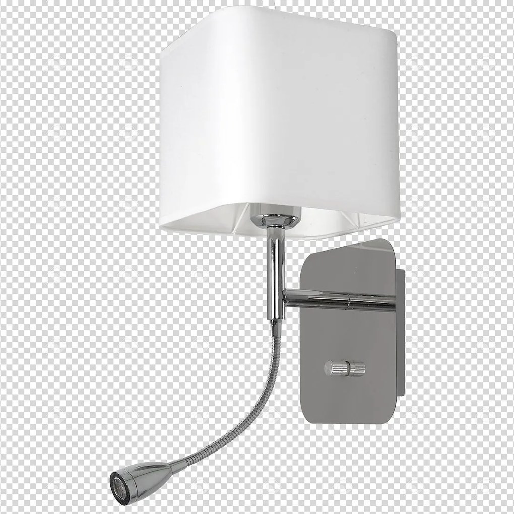 Nástenné svietidlo Napoli, 1x biele textilné tienidlo + 1xLED 1w, ch