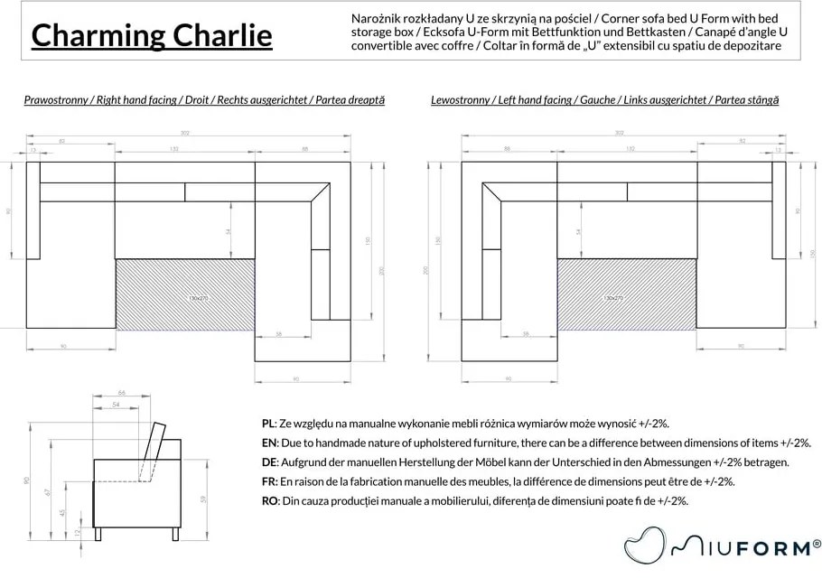 Béžová rozkladacia rohová pohovka (ľavý roh/do tvaru "U") Charming Charlie – Miuform