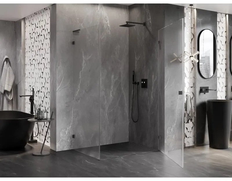 Mexen Lunar-B L, 1-krídlový sprchový kút, pravý, 95 x 90 cm, 8mm číre sklo, grafitový profil, 832L-095-090-95-00-P