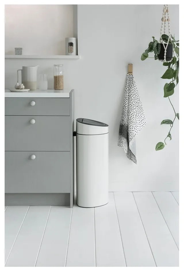 Biely dotykový oceľový odpadkový kôš 40 l Touch Bin – Brabantia