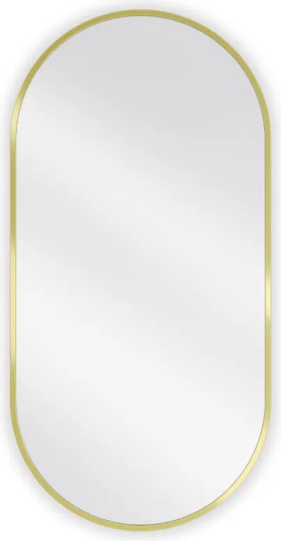 Mexen Loft oválne kúpeľňové zrkadlo 90 x 45 cm, zlatý rám - 9851-090-045-000-50