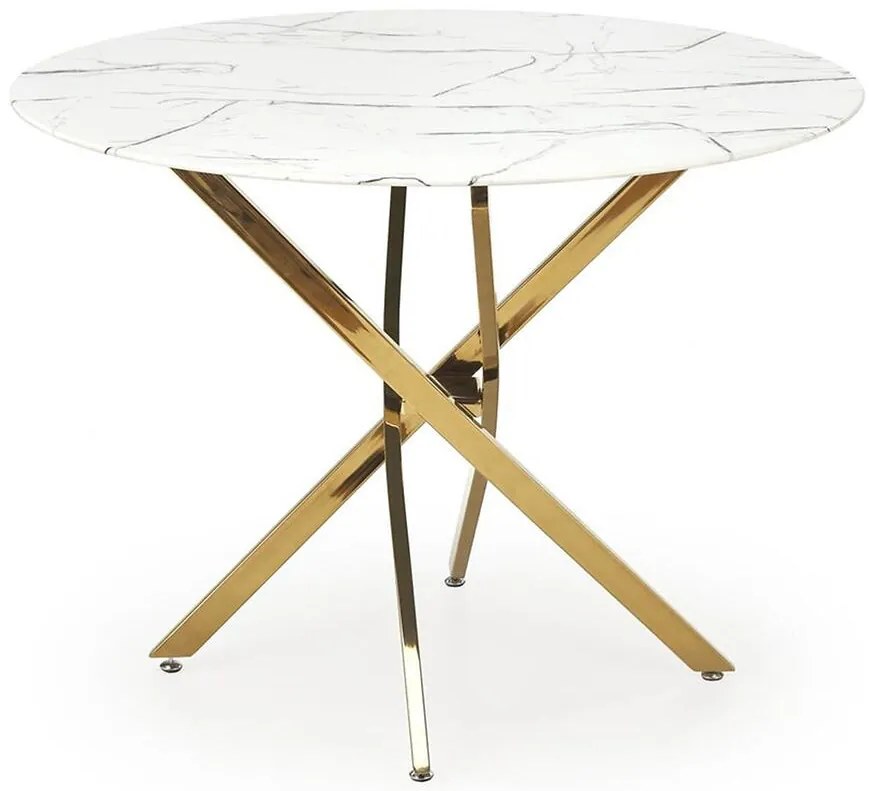 Stôl Raymond 2 100 sklo/oceľ - biela mramor/zlatá