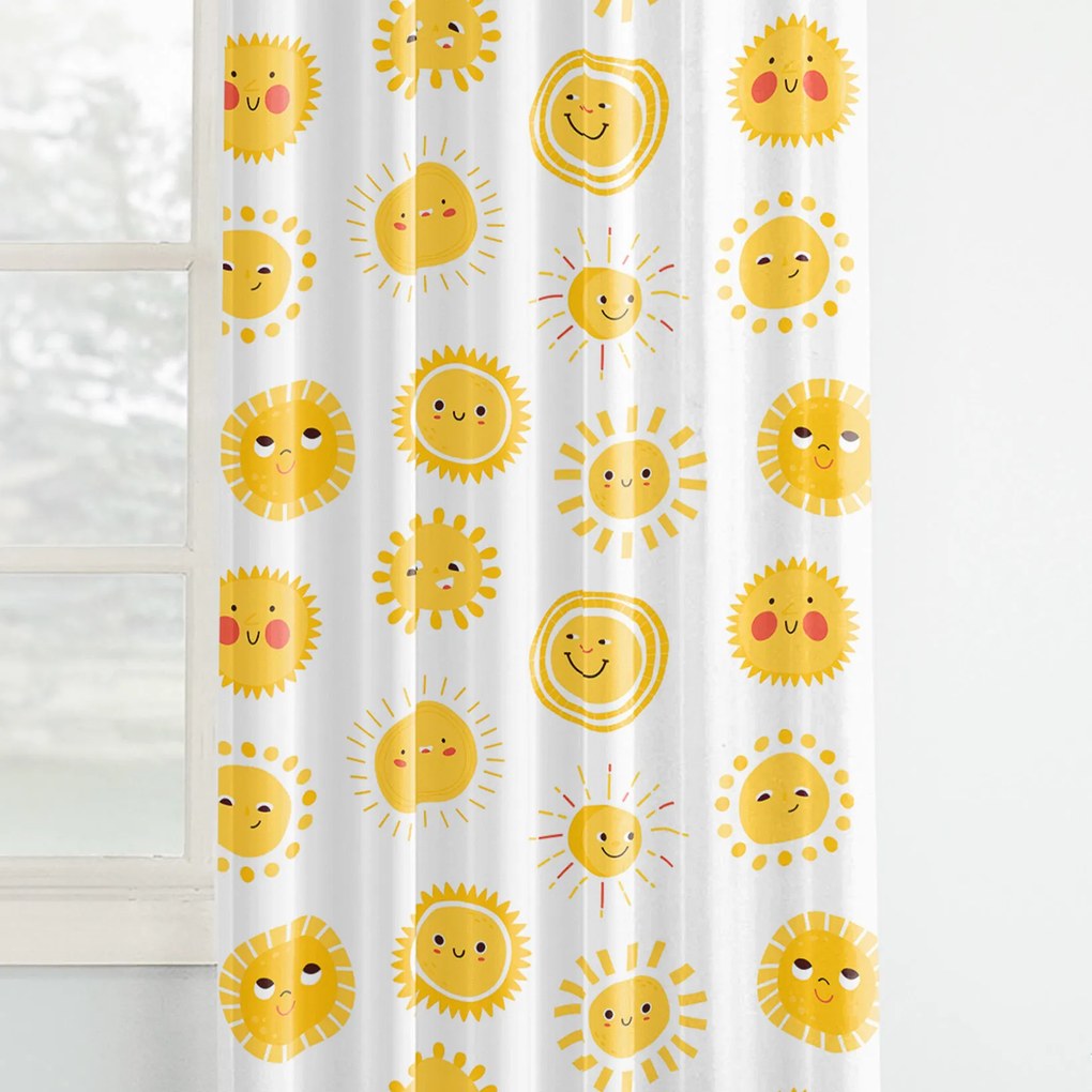 Goldea detský bavlnený záves - usmievavé slniečka 280x150 cm