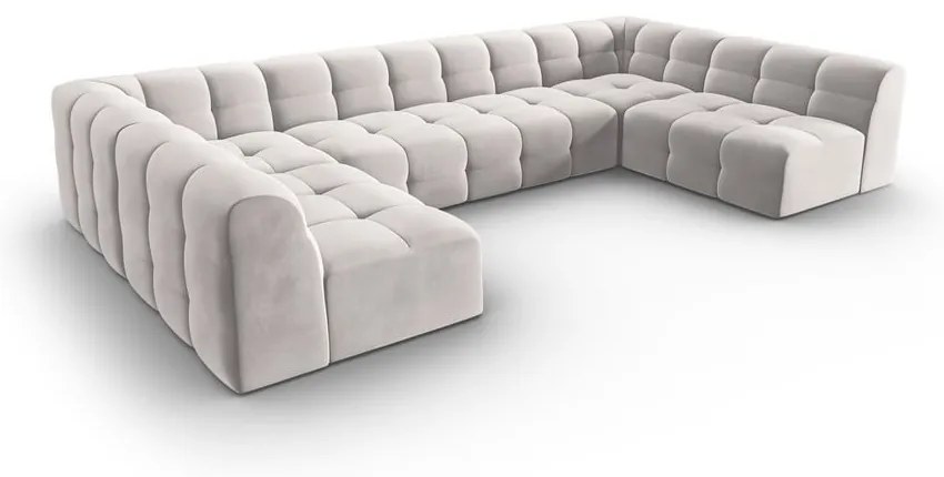 Svetlosivá zamatová rohová pohovka (do "U") Kendal - Micadoni Home