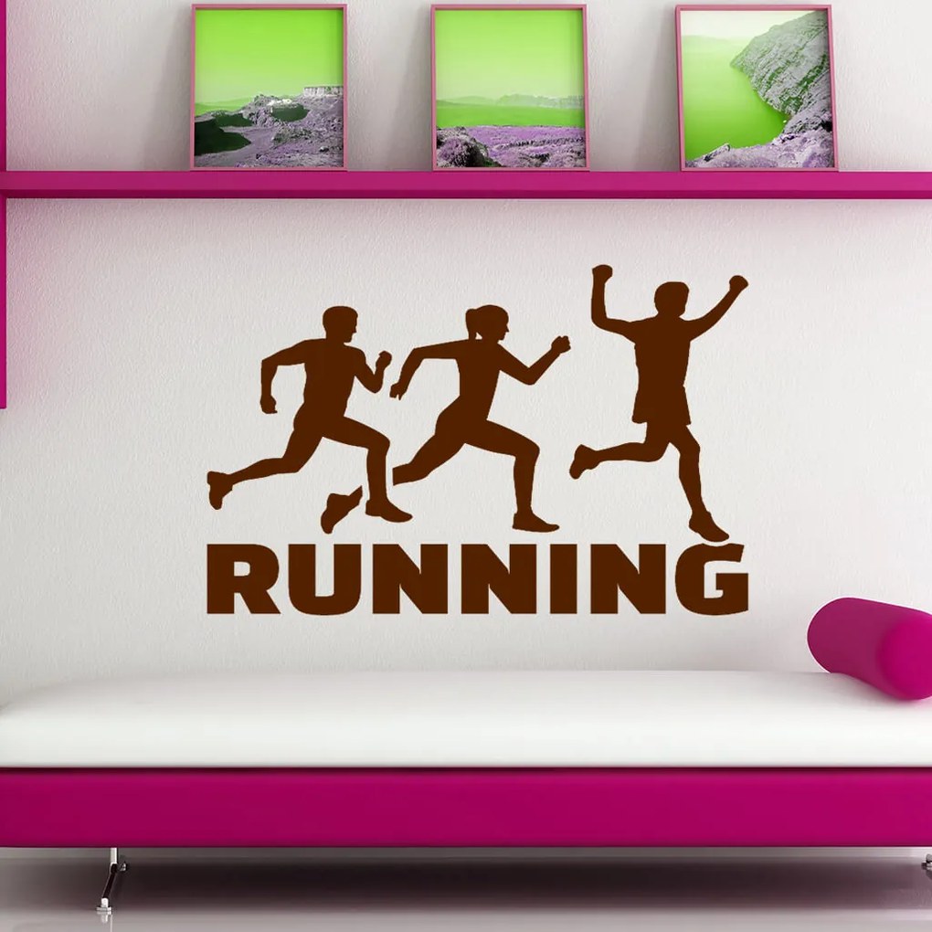 Veselá Stena Samolepka Running Farba: šedá, Veľkosť: 60 x 48 cm