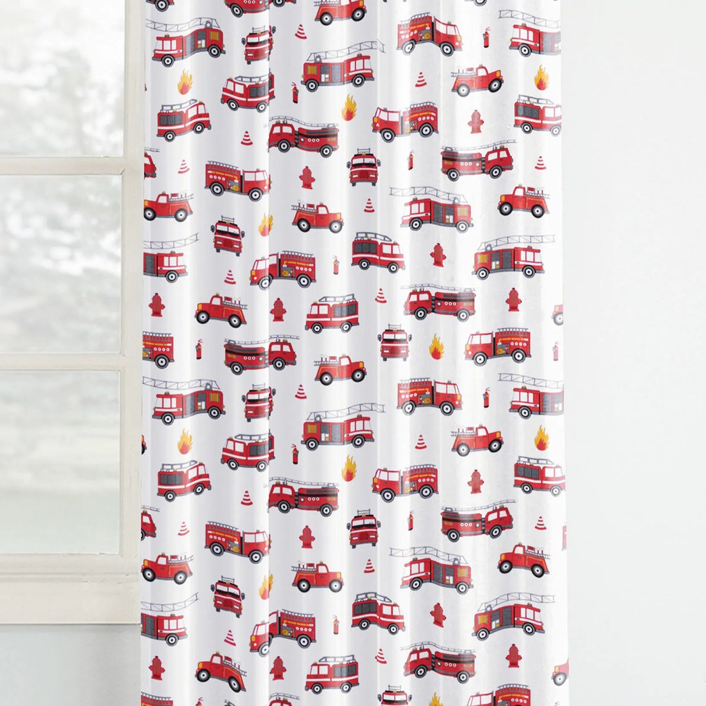 Goldea detský bavlnený záves - hasičské autá 240x150 cm