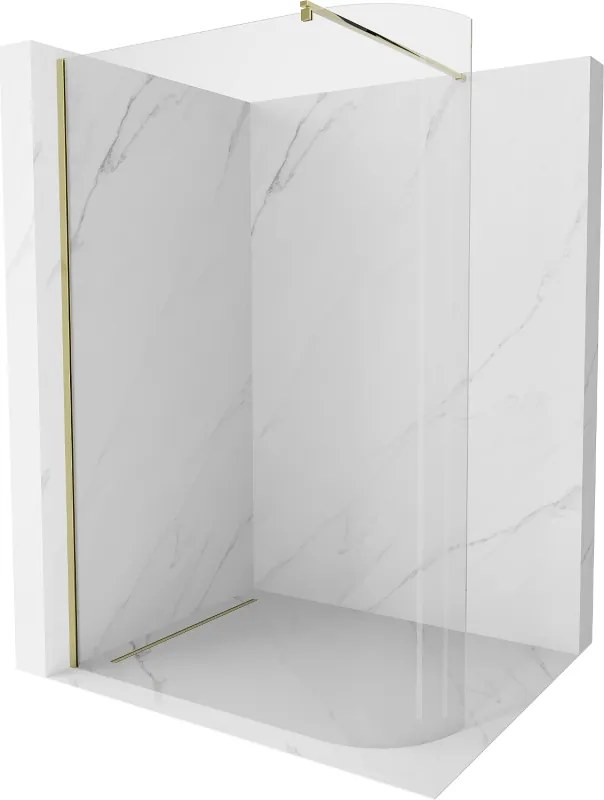 Mexen Kioto zaoblená sprchová zástena 130 x 200 cm, Priehľadné 8 mm, Zlatá - 800-130-101-50-06