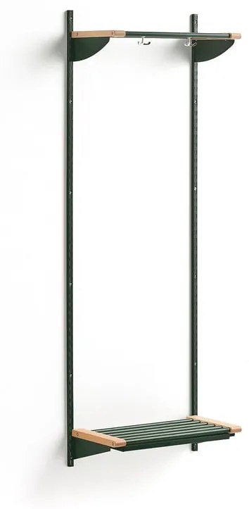 Vešiaková stena JEPPE s hornou policou, základná sekcia, 1790x600x310 mm, zelená/breza