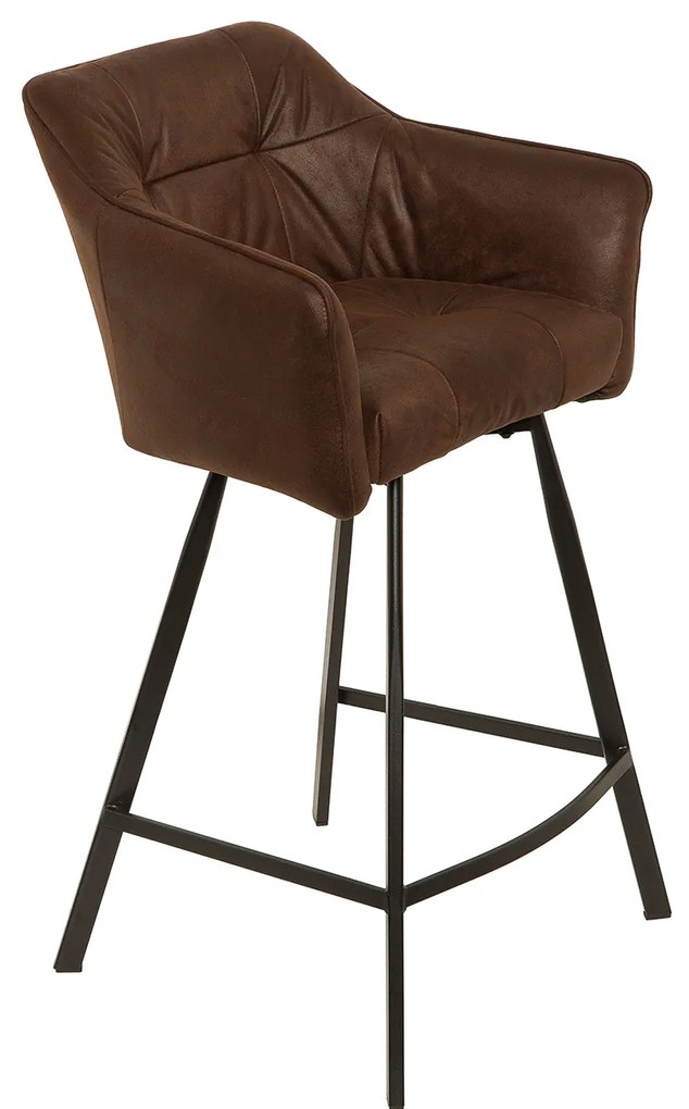 Barová stolička Loft starožitná hnedá lakťová opierka