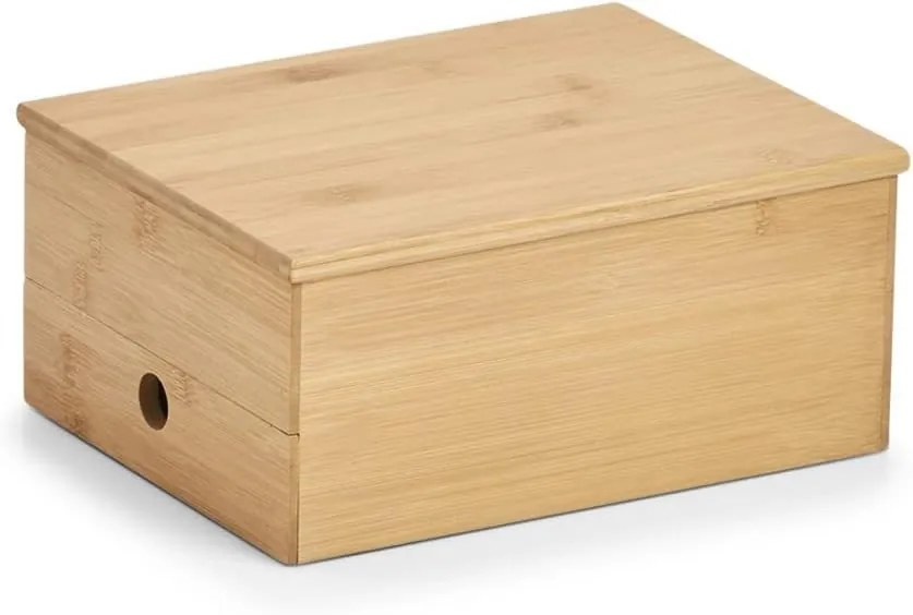Kozmetický organizér so zrkadlom a zásuvkou, bambusový