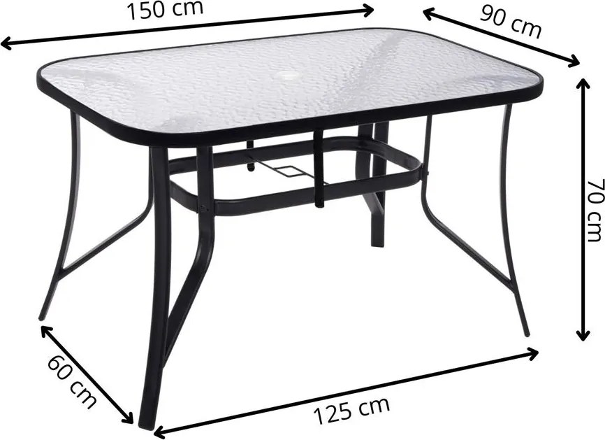 Záhradný stôl SPRINGOS GF1014​​​​​​​ - čierny