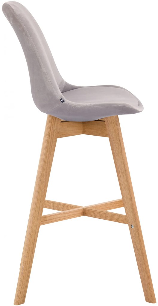 Design-Shop Barová stolička Cannes - zamat, drevené nohy natura (SET 2 ks) - Sivá