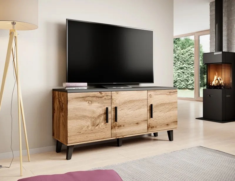 TV stolík Lotta I 150 cm dub wotan/čierny