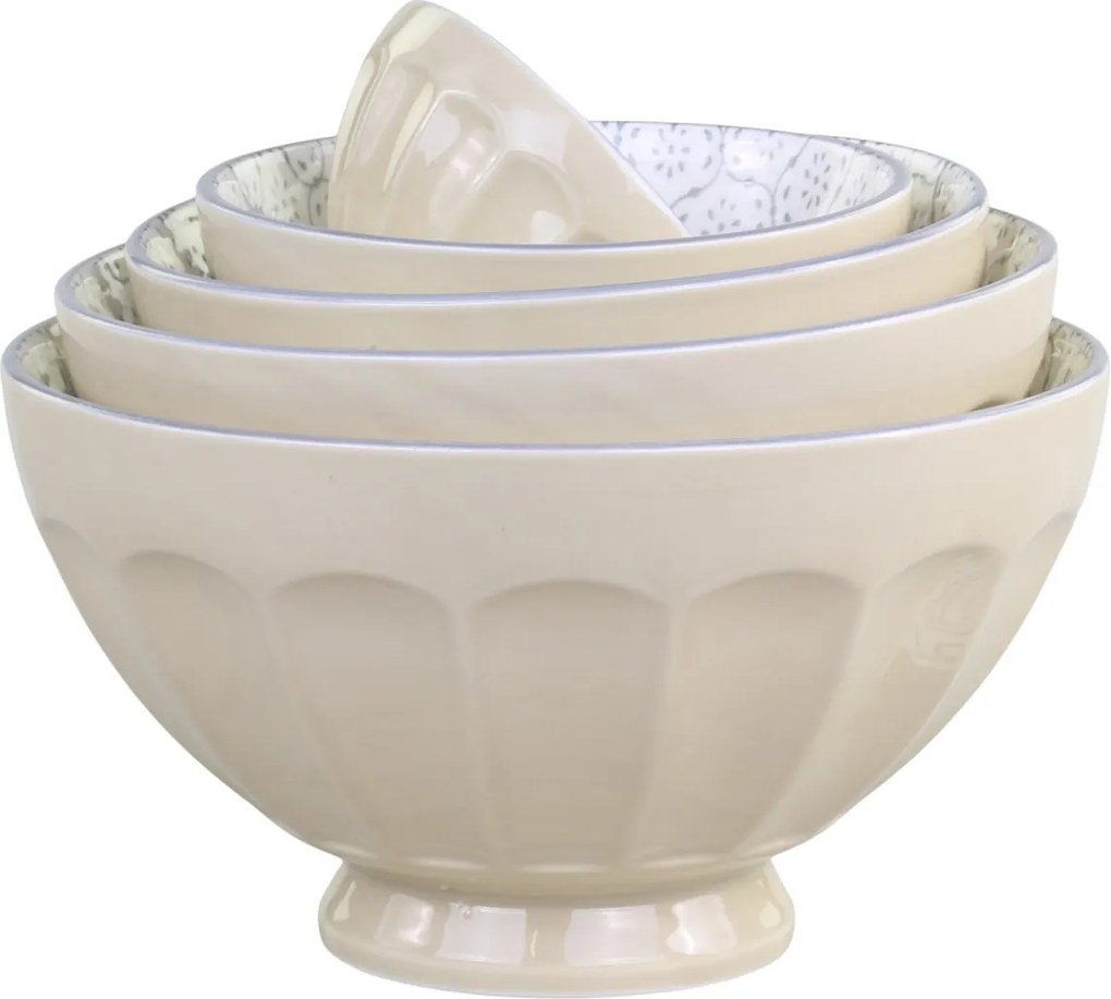 Set 5ks latté porcelánová miska s kvetmi vo vnútri Arés - Ø15*9 cm