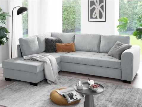 Rohová sedacia súprava John, svetlo šedá látka, ľavý roh%