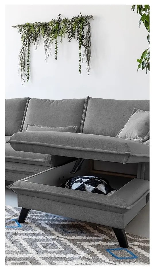 Sivá rozkladacia rohová pohovka Miuform Charming Charlie, pravý roh