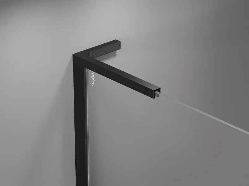 Mexen Mist L, päťuholníkový sprchový kút s krídlovými dverami, 90 x 100 cm, 8mm číre sklo, čierny profil, 8A8L-090-100-70-00