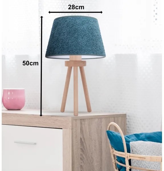Duolla - Stolná lampa BOUCLE 1xE27/15W/230V pr. 28 cm tyrkysová/drevo