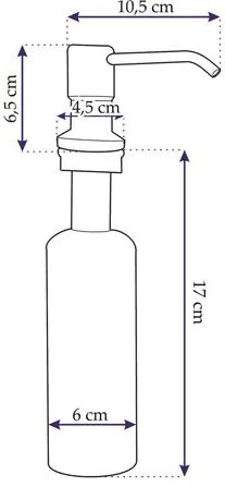 Rea, drezový dávkovač saponátu 250ml, čierna matná, BAT-00100