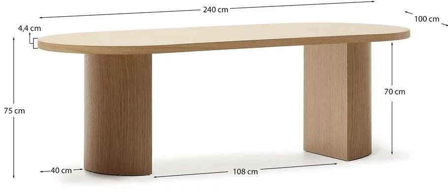 Jedálenský stôl v dekore duba 100x240 cm Nealy – Kave Home