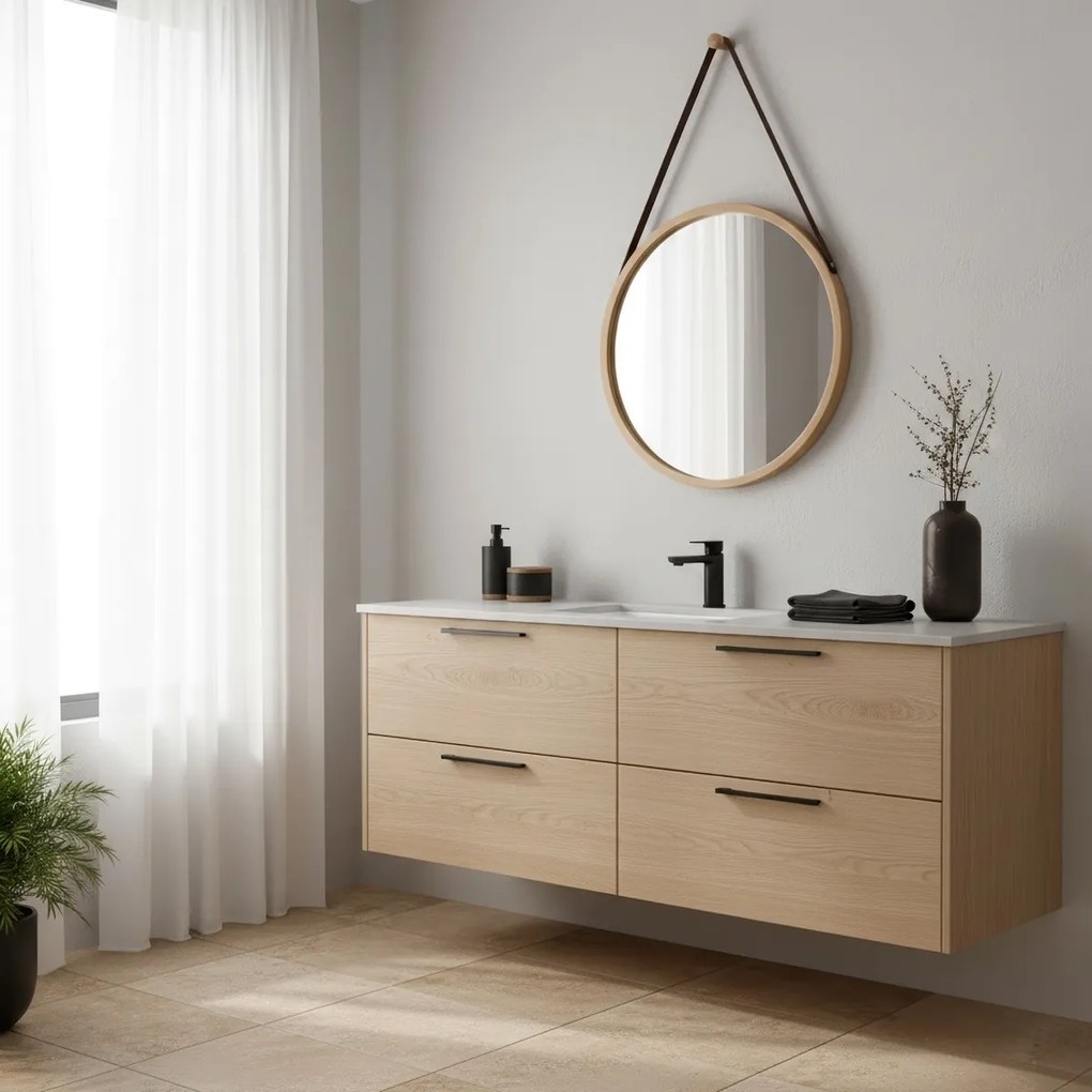 Nástenné zrkadlo B053 NAT, bambus