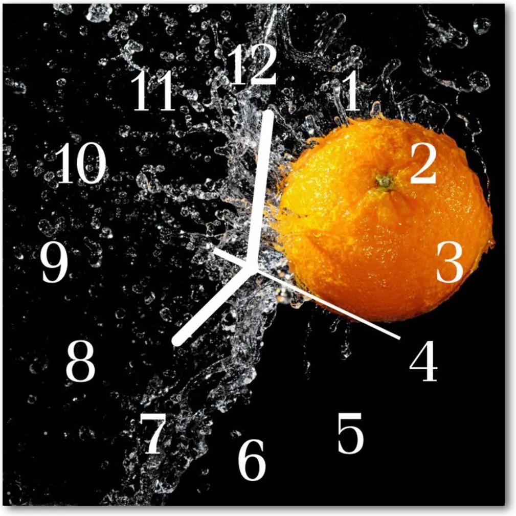Nástenné sklenené hodiny  oranžový