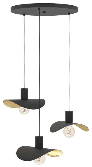 Eglo 390395 - Luster na lanku SACEDA 3xE27/40W/230V čierna/zlatá