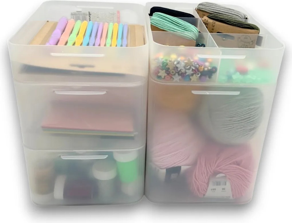 Súprava 5 plastových úložných organizérov PURE BOX A5, mliečny