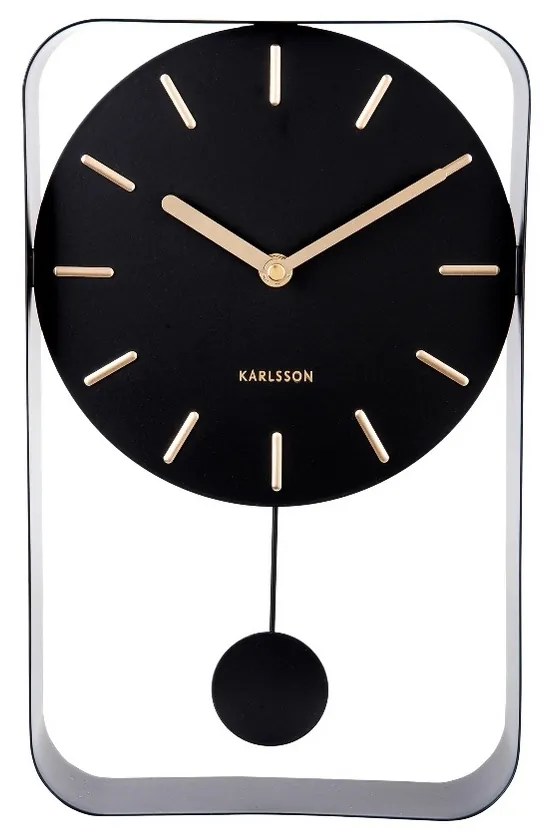 Karlsson Dizajnové kyvadlové nástenné hodiny 5796BK Karlsson 33cm