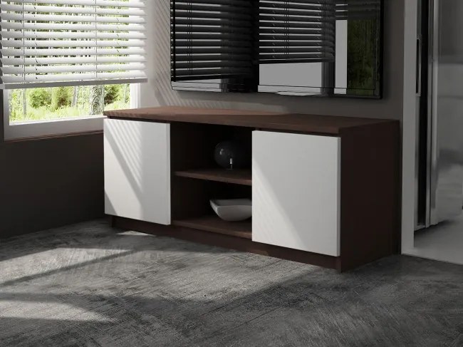 Stolík pod TV RTV 120 2D 1P wenge / biely