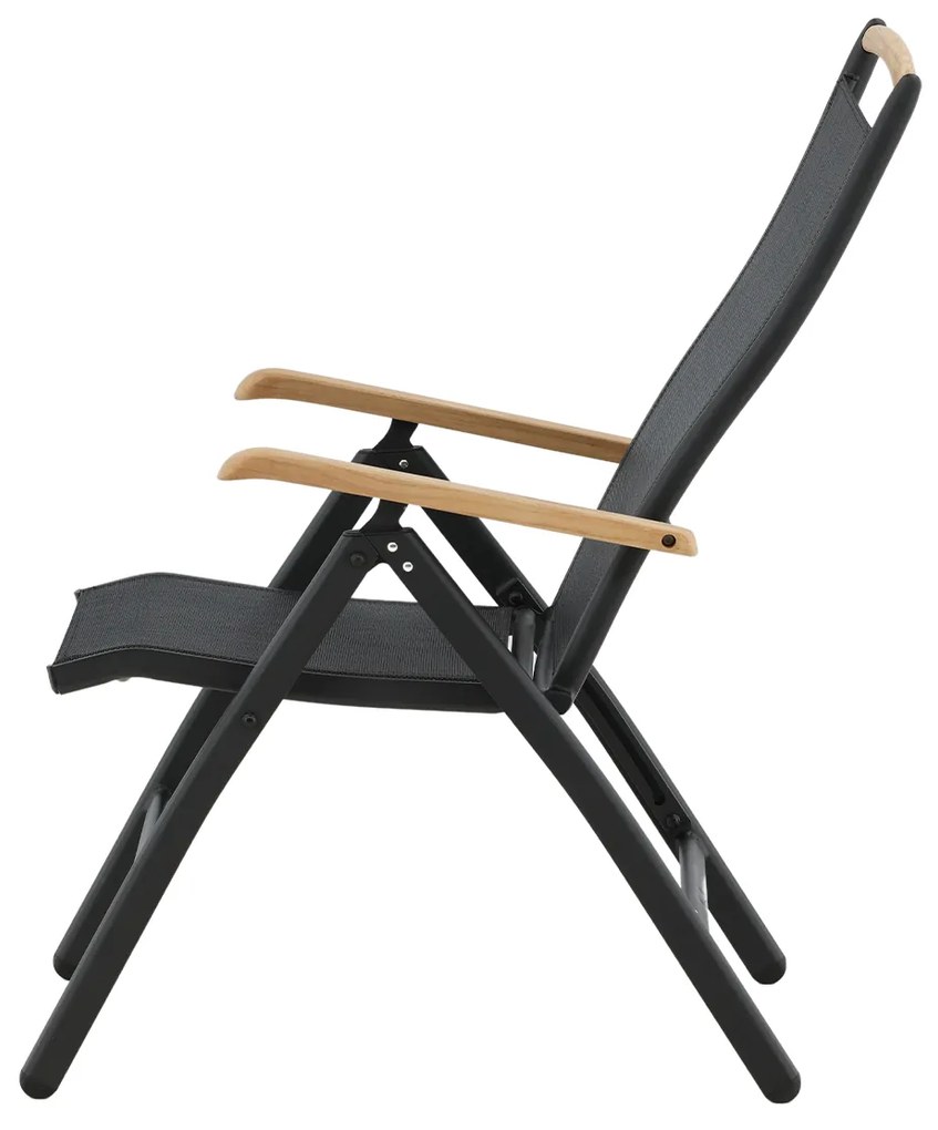 Panama polohovateľná stolička čierna / teak