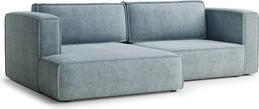 Svetlomodrá ženilková rozkladacia/s úložným priestorom rohová pohovka (ľavý roh/s leňoškou) Velto – Maison de Rêve