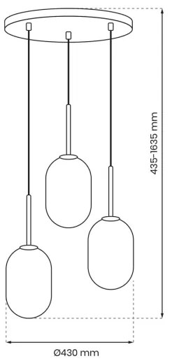 Luster na lanku ALIAS 3xE14/40W/230V čierna/šedá