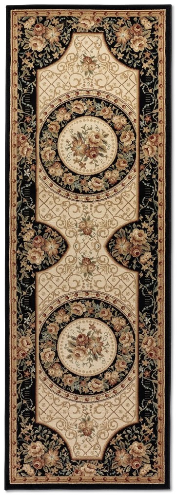 Hanse Home, Behúň Herat 105993 Black Cream, 80x240, čierna, chodba / predsieň