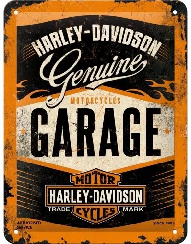 Plechová ceduľa Harley Davidson - Garage, (15 x 20 cm)