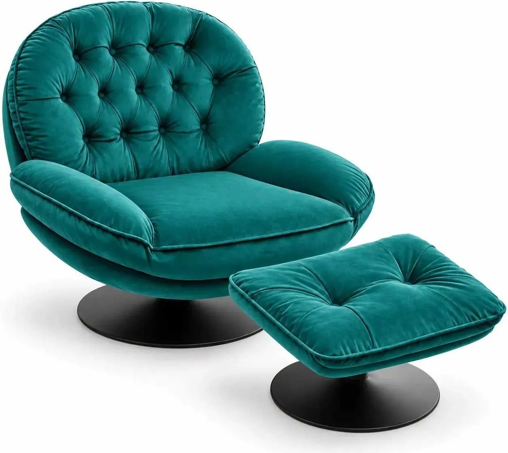 LuxuryForm DESIGN Otočné kreslo LUNA s podnožkou - zelené